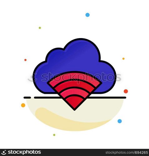Cloud, Connection, Wifi, Signal Abstract Flat Color Icon Template