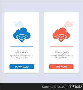 Cloud, Connection, Wifi, Signal Blue and Red Download and Buy Now web Widget Card Template