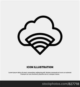 Cloud, Connection, Wifi, Signal Vector Line Icon