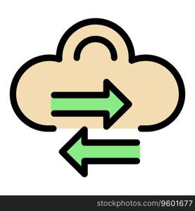 Cloud data change icon outline vector. Internet secure. Online system color flat. Cloud data change icon vector flat