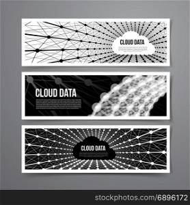 Cloud data connection technology. Vector set on grey background. Cloud data connection technology.