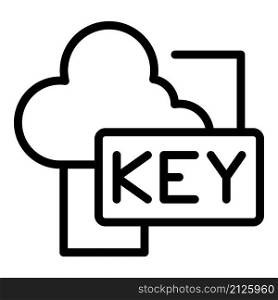 Cloud data key icon outline vector. Factor verification. Code login. Cloud data key icon outline vector. Factor verification