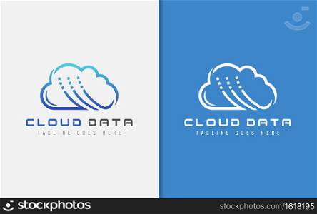 Cloud Data Logo Design. Usable For Business, Community, Foundation, Tech, Services Company. Vector Logo Design Illustration. Graphic Design Element.