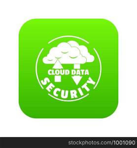 Cloud data security icon green vector isolated on white background. Cloud data security icon green vector
