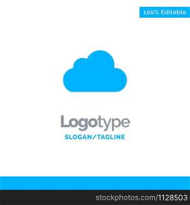 Cloud, Data, Storage, Cloudy Blue Solid Logo Template. Place for Tagline