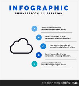 Cloud, Data, Storage, Cloudy Line icon with 5 steps presentation infographics Background