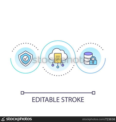 Cloud data storage loop concept icon. Internet server. Cybersecurity. Digital system abstract idea thin line illustration. Isolated outline drawing. Editable stroke. Arial font used. Cloud data storage loop concept icon