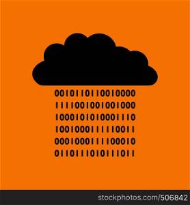 Cloud Data Stream Icon. Black on Orange background. Vector illustration.