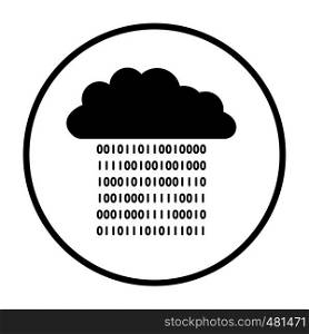 Cloud Data Stream Icon. Thin Circle Stencil Design. Vector Illustration.
