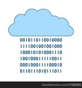 Cloud Data Stream Icon. Thin Line With Blue Fill Design. Vector Illustration.