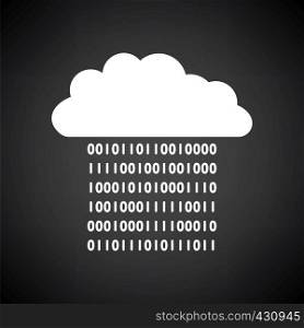 Cloud Data Stream Icon. White on Black Background Design. Vector Illustration.