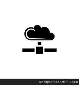 Cloud Data Sync, Shared Computing. Flat Vector Icon illustration. Simple black symbol on white background. Cloud Data Sync, Shared Computing sign design template for web and mobile UI element. Cloud Data Sync, Shared Computing Flat Vector Icon