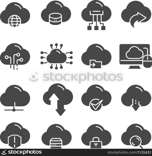 Cloud Data Technology. Thin web icons set.