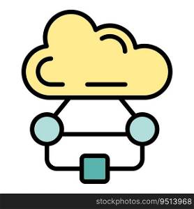 Cloud data workflow icon outline vector. Work process. Business project color flat. Cloud data workflow icon vector flat
