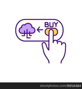 Cloud database buying RGB color icon. Cost-effective offer. Cloud-based storage solution pricing. All-access pass to data. Cloud computing environment. Virtual storing. Isolated vector illustration. Cloud database buying RGB color icon