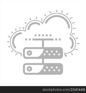 Cloud Database Icon Connect The Dots, Online Database Download Upload, Backup Storage Vector Art Illustration, Puzzle Game Containing A Sequence Of Numbered Dots