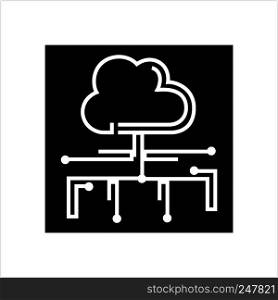 Cloud Database Icon, Data Base Icon Vector Art Illustration