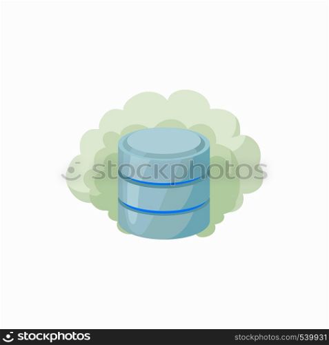 Cloud database icon in cartoon style isolated on white background. Data storage symbol. Cloud database icon, cartoon style