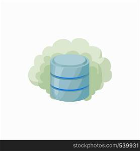 Cloud database icon in cartoon style isolated on white background. Data storage symbol. Cloud database icon, cartoon style
