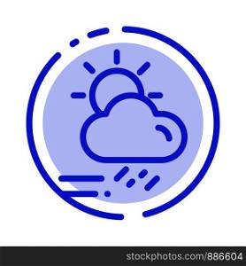 Cloud, Day, Rainy, Season, Weather Blue Dotted Line Line Icon