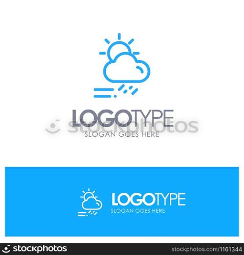 Cloud, Day, Rainy, Season, Weather Blue Outline Logo Place for Tagline