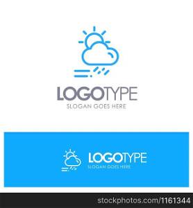 Cloud, Day, Rainy, Season, Weather Blue Outline Logo Place for Tagline