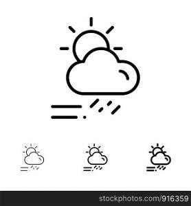 Cloud, Day, Rainy, Season, Weather Bold and thin black line icon set
