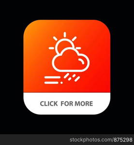 Cloud, Day, Rainy, Season, Weather Mobile App Button. Android and IOS Line Version
