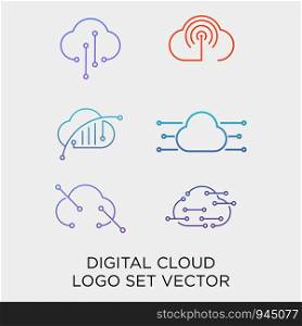 cloud digital technology line logo template vector illustration icon element isolated - vector. cloud digital technology line logo template vector illustration