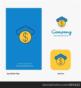 Cloud dollar Company Logo App Icon and Splash Page Design. Creative Business App Design Elements