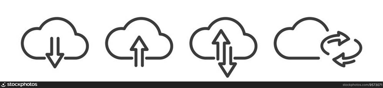 Cloud download and upload icon. Clouds with arrow. Download symbol. Vector illustration.