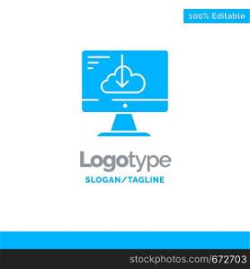 Cloud, Download, Driver, Install, Installation Blue Solid Logo Template. Place for Tagline