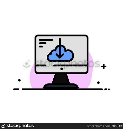 Cloud, Download, Driver, Install, Installation Business Flat Line Filled Icon Vector Banner Template