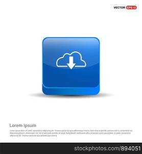 Cloud Download Icon - 3d Blue Button.