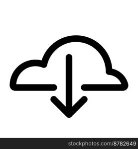 Cloud download icon line isolated on white background. Black flat thin icon on modern outline style. Linear symbol and editable stroke. Simple and pixel perfect stroke vector illustration.