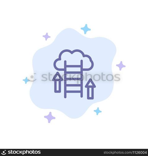 Cloud, Download, Upload, Data, Server Blue Icon on Abstract Cloud Background