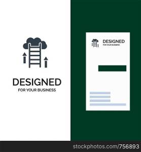 Cloud, Download, Upload, Data, Server Grey Logo Design and Business Card Template