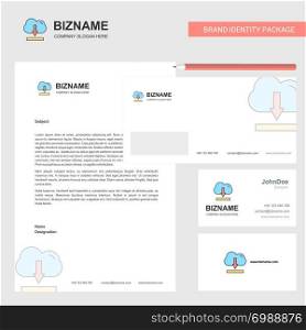 Cloud downloading Business Letterhead, Envelope and visiting Card Design vector template