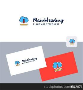 Cloud downloading vector logotype with business card template. Elegant corporate identity. - Vector