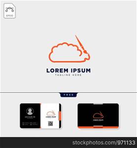 cloud drawing art logo template vector illustration and you get free business card design template. cloud drawing art logo template and free business card design