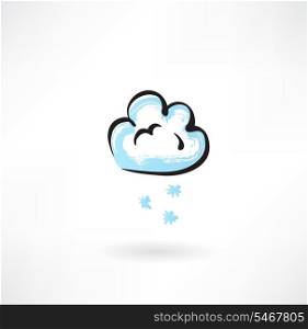 cloud eith cnow grunge icon