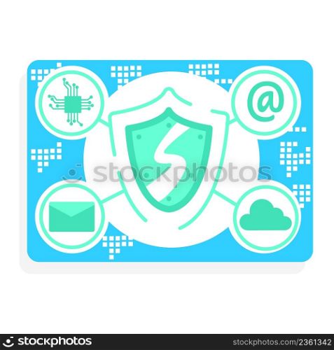 Cloud email security semi flat color vector object. Advanced threat protection. Full sized item on white. Messages encryption simple cartoon style illustration for web graphic design and animation. Cloud email security semi flat color vector object