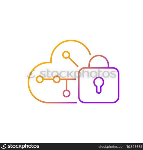 Cloud encryption gradient linear vector icon. Transforming user data using encryption algorithms. Cloud storage. Thin line color symbols. Modern style pictogram. Vector isolated outline drawing. Cloud encryption gradient linear vector icon