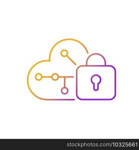 Cloud encryption gradient linear vector icon. Transforming user data using encryption algorithms. Cloud storage. Thin line color symbols. Modern style pictogram. Vector isolated outline drawing. Cloud encryption gradient linear vector icon