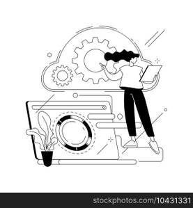 Cloud engineering abstract concept vector illustration. Cloud-based computing, hosted data storage, certified professional engineer, cloud-native software development abstract metaphor.. Cloud engineering abstract concept vector illustration.