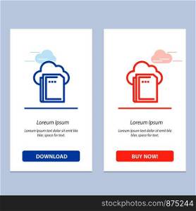 Cloud, File, Data, Computing Blue and Red Download and Buy Now web Widget Card Template