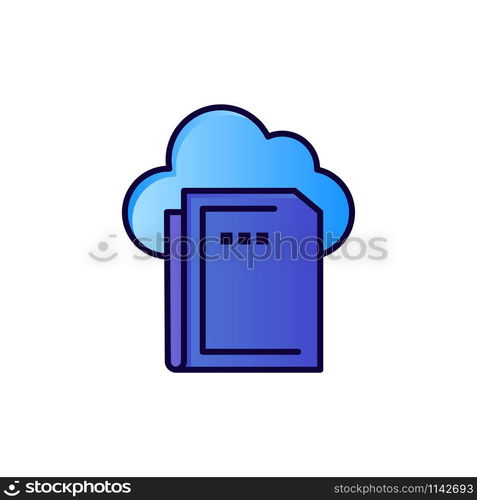 Cloud, File, Data, Computing Flat Color Icon. Vector icon banner Template