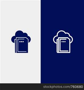 Cloud, File, Data, Computing Line and Glyph Solid icon Blue banner