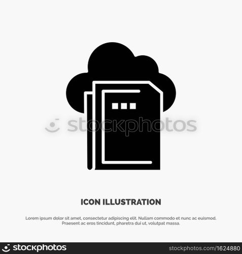 Cloud, File, Data, Computing Solid Black Glyph Icon