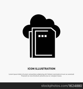 Cloud, File, Data, Computing Solid Black Glyph Icon